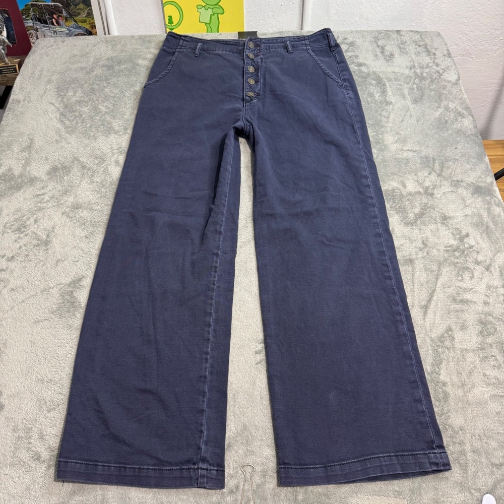 Pilcro and the Letterpress Navy Wide Leg Button Fly Pants Size 29 High Rise